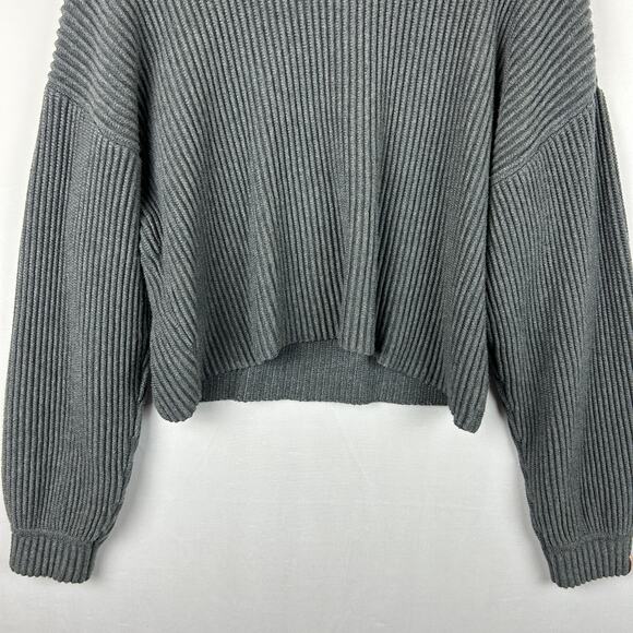 Lunya Ribbed Sweater Grey Heather Cozy Cotton Silk Reversible Women's Size S - Picture 8 of 9